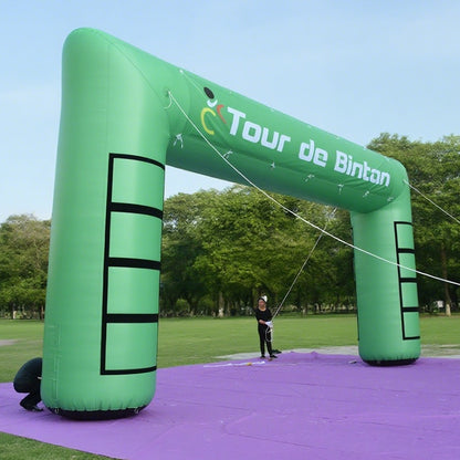 KeepFuns Green right angle inflatable advertising arch Outdoor cycling event arch Brand event promotion arch Customized event logo arch
