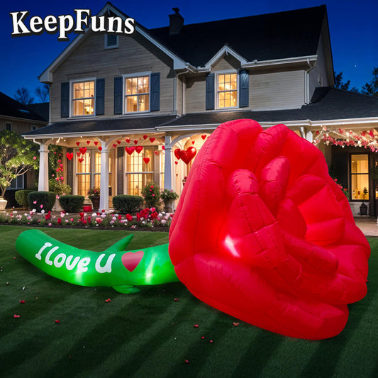 KeepFuns Valentine's Day Rose Heart Inflatable Decoration - Outdoor Garden Romantic Festival Inflatable