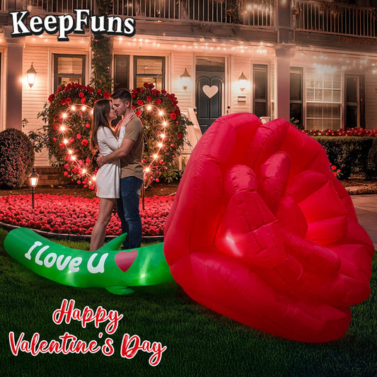 KeepFuns Valentine's Day Rose Heart Inflatable Decoration - Outdoor Garden Romantic Festival Inflatable