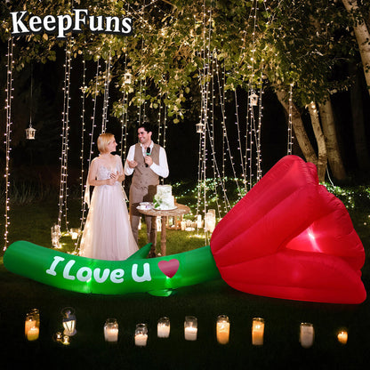 KeepFuns Valentine's Day Rose Heart Inflatable Decoration - Outdoor Garden Romantic Festival Inflatable
