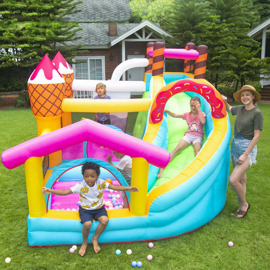 KeepFuns Ice cream donut inflatable castle Children's slide ball pool trampoline park Outdoor parent-child interactive amusement facilities Candy theme inflatable toys