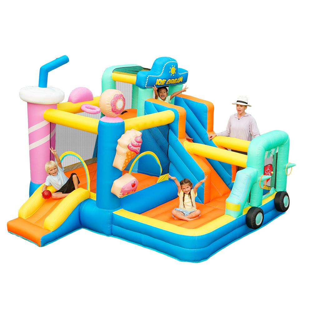 KeepFuns Ice cream themed inflatable castle Children's slide trampoline park Outdoor parent-child interactive amusement facilities Donut-shaped inflatable toys
