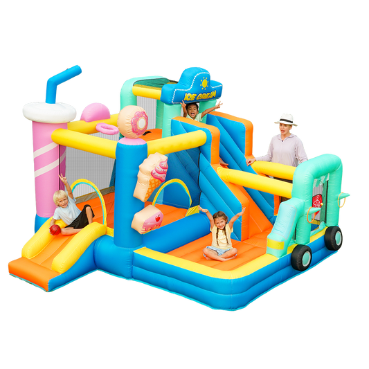 KeepFuns Ice cream themed inflatable castle Children's slide trampoline park Outdoor parent-child interactive amusement facilities Donut-shaped inflatable toys