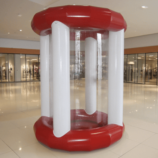 KeepFuns Indoor and outdoor inflatable money grabbing machine red and white color matching Sports Games entertainment props transparent inflatable money grabbing equipment