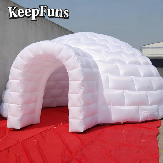 KeepFuns White brick-shaped dome inflatable tent, with fast inflation, lightweight and sturdy features, suitable for advertising, ice and snow themed outdoor activities, etc.