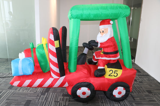 Inflatable Santa on Forklift with LED Light, Waterproof Blow Up Yard Decoration for Fall Autumn Yard Party Shopping Mall Harvest Day Thanksgiving Decorations