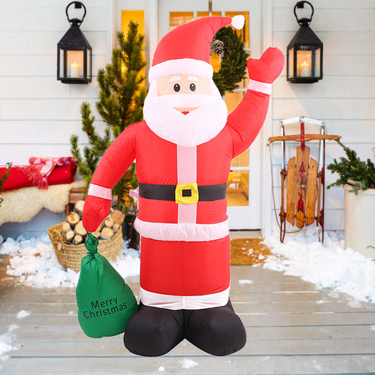 1.8m Christmas Inflatable Santa Claus Holding Gifts Bag, Blow Up Santa Claus with LED Lights, Lighted Christmas Decor for Yard, Indoor Outdoor Yard Garden Christmas Decoration