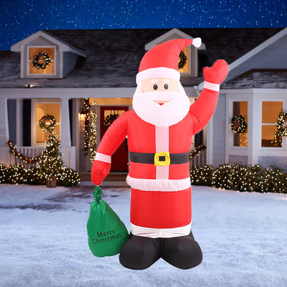 1.8m Christmas Inflatable Santa Claus Holding Gifts Bag, Blow Up Santa Claus with LED Lights, Lighted Christmas Decor for Yard, Indoor Outdoor Yard Garden Christmas Decoration
