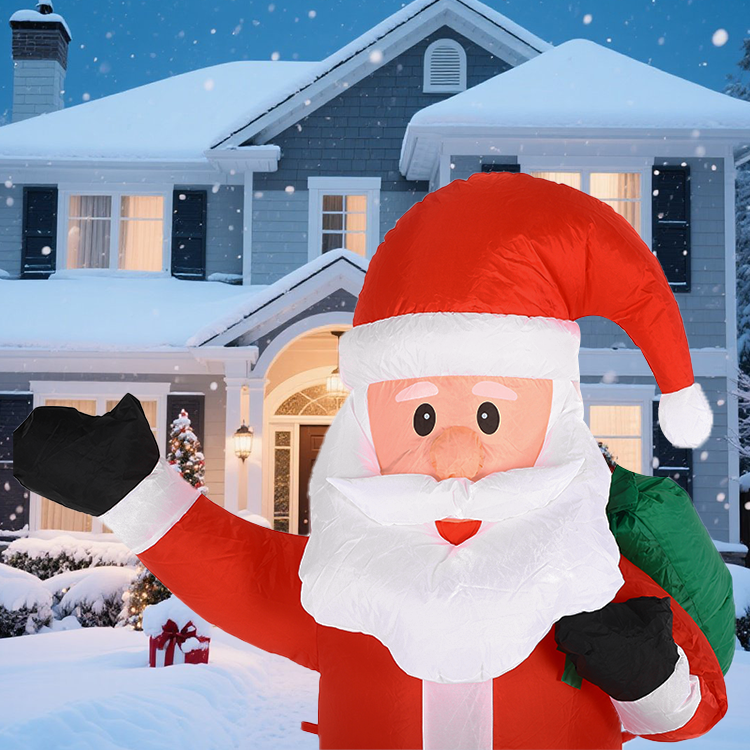 Backpack Santa Claus; Christmas decoration inflatable toy; with LED lights; 1.5m inflatable model; holiday gift indoor and outdoor decoration