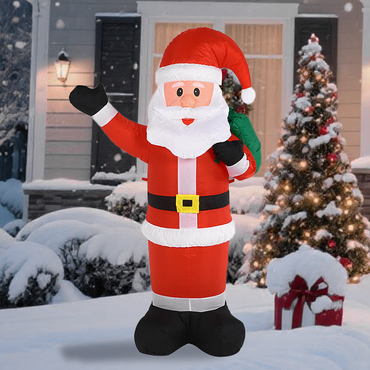 Backpack Santa Claus; Christmas decoration inflatable toy; with LED lights; 1.5m inflatable model; holiday gift indoor and outdoor decoration