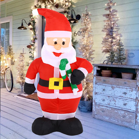 1.2m Christmas Inflatables,  Inflatable Santa Claus Holding Candy Cane, LED Lighted Blow Up Christmas Santa Claus, Inflatable Santa Claus Outdoor Decorations for Party Holiday Lawn Yard
