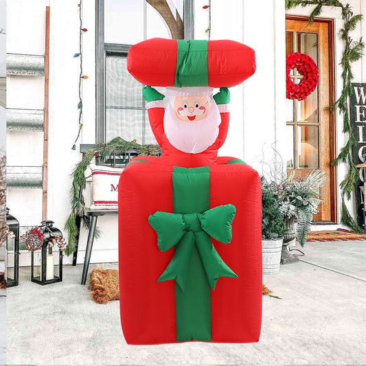1.5m Inflatable Santa Claus lifting chimney  in LED ;Light Home Outdoor Garden Yard Xmas Decor New Year Supplies,Red