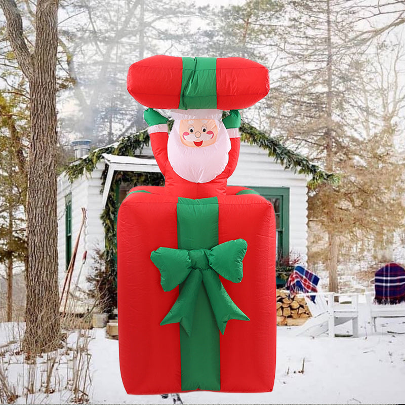 1.5m Inflatable Santa Claus lifting chimney  in LED ;Light Home Outdoor Garden Yard Xmas Decor New Year Supplies,Red