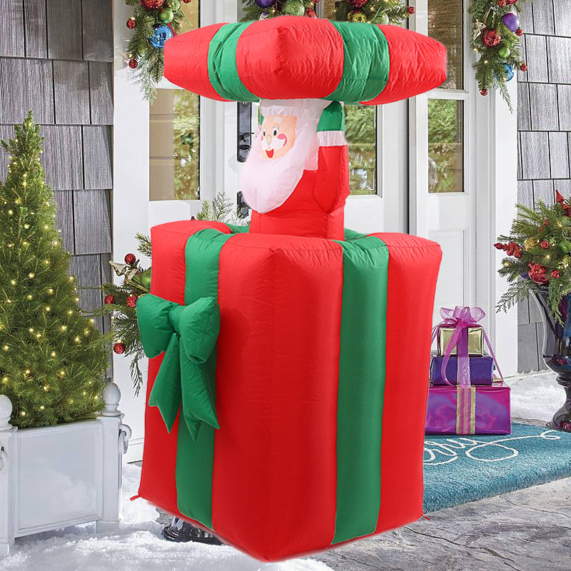 1.5m Inflatable Santa Claus lifting chimney  in LED ;Light Home Outdoor Garden Yard Xmas Decor New Year Supplies,Red