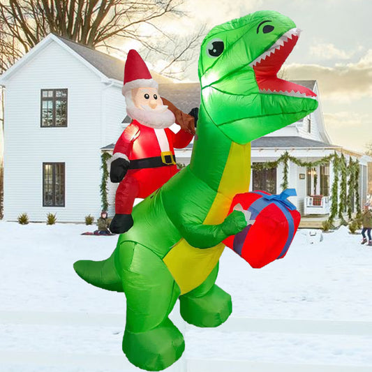 2.4m Christmas Inflatables Santa Claus Riding Dinosaur for Yard