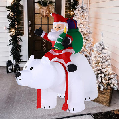 2.1m Christmas Inflatables Santa Claus Sitting on Polar Bear, Christmas Blow up Yard Decoration,LED Lights for Christmas Party Holiday Xmas,Outdoor Lawn Winter Décor Christmas Decoration
