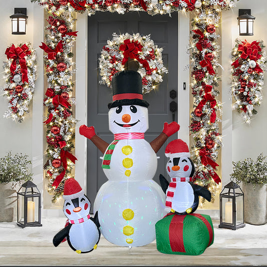 7ft Inflatable Snowman Outdoor Holiday Yard Decorations, Blow Up Snow Man with LED Lights, Christmas Decorations Inflatables, Winter Decor for Garden Patio Lawn, IP44 Weather Proof, Xmas Kids Gifts