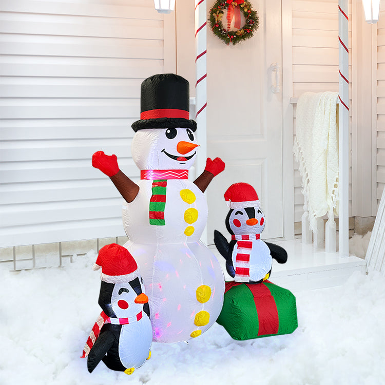7ft Inflatable Snowman Outdoor Holiday Yard Decorations, Blow Up Snow Man with LED Lights, Christmas Decorations Inflatables, Winter Decor for Garden Patio Lawn, IP44 Weather Proof, Xmas Kids Gifts