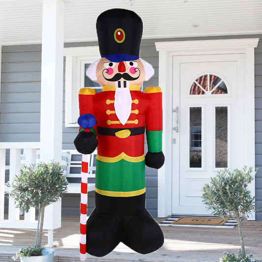 2.4m Christmas Decoration Inflatable Walnut Soldier with LED Lights Xmas Indoor Outdoors Garden Party Scene Layout Ornament