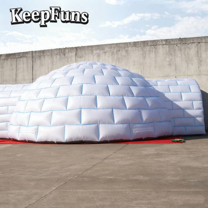 KeepFuns White brick-shaped dome inflatable tent, with fast inflation, lightweight and sturdy features, suitable for advertising, ice and snow themed outdoor activities, etc.