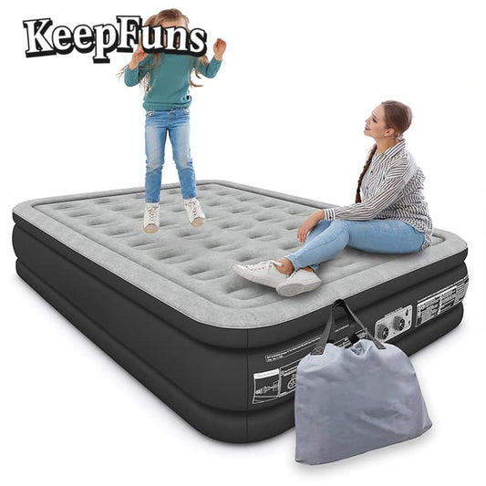 KeepFuns air mattress inflates quickly and is suitable for families, camping, and other outdoor activities.