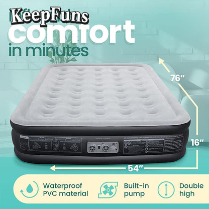 KeepFuns air mattress inflates quickly and is suitable for families, camping, and other outdoor activities.