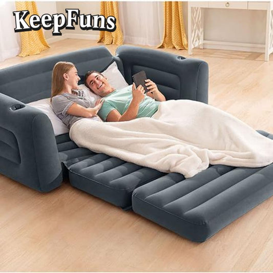 KeepFuns Inflatable Sofa Mattress inflates quickly, is lightweight, and is suitable for homes, camping, and other outdoor activities, etc.