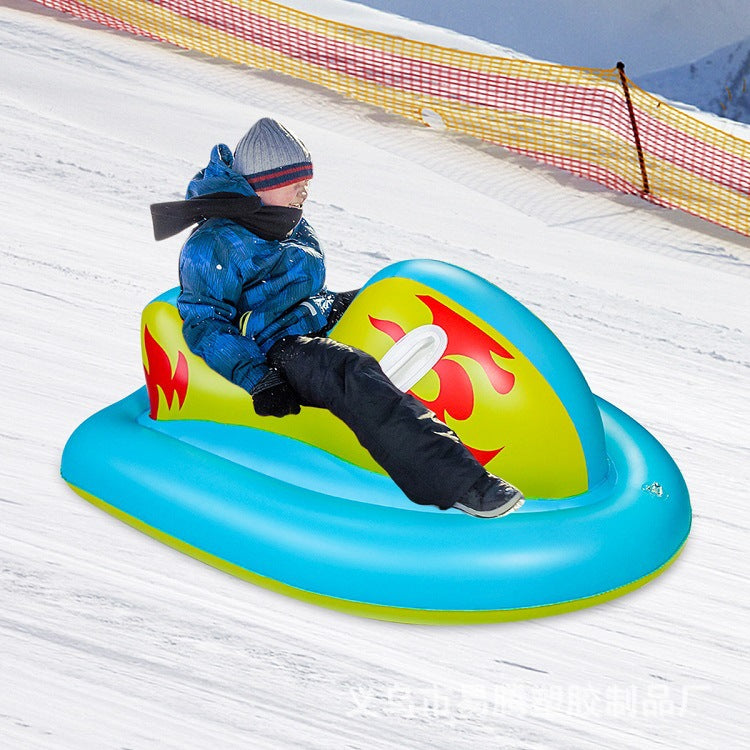 KeepFuns Inflatable flame snowmobile, two-seat parent-child ski ring, children's outdoor ice and snow sports sled, colorful ski toys
