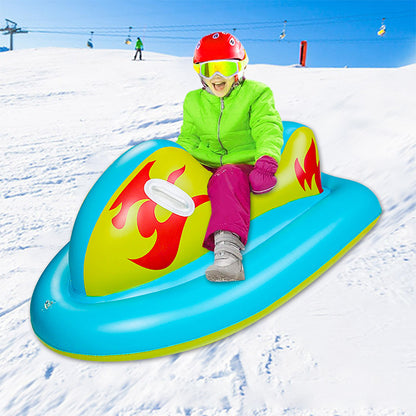 KeepFuns Inflatable flame snowmobile, two-seat parent-child ski ring, children's outdoor ice and snow sports sled, colorful ski toys