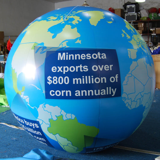 KeepFuns Inflatable globe for geography science promotion, Minnesota corn export promotion, large teaching display props