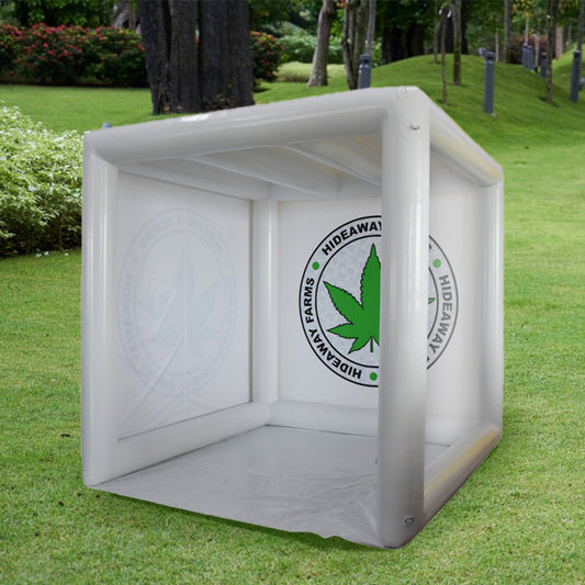 Inflatable marijuana leaf brand display tent outdoor portable cube event tent customizable pattern inflatable exhibition tent