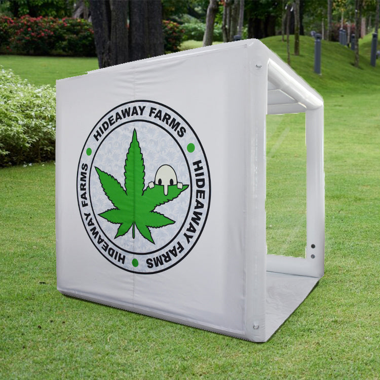 Inflatable marijuana leaf brand display tent outdoor portable cube event tent customizable pattern inflatable exhibition tent