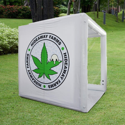 Inflatable marijuana leaf brand display tent outdoor portable cube event tent customizable pattern inflatable exhibition tent