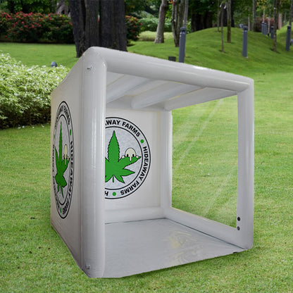 Inflatable marijuana leaf brand display tent outdoor portable cube event tent customizable pattern inflatable exhibition tent
