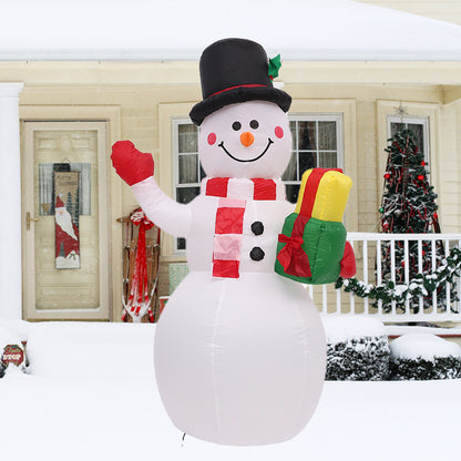Christmas Inflatable Cute Snowman Carrying Gift Bag Weatherproof Vacation Holiday Decor for Garden Lawn,Xmas Giant Blow Up Santa with Built-In LED Lights Outdoor Decoration for Yard