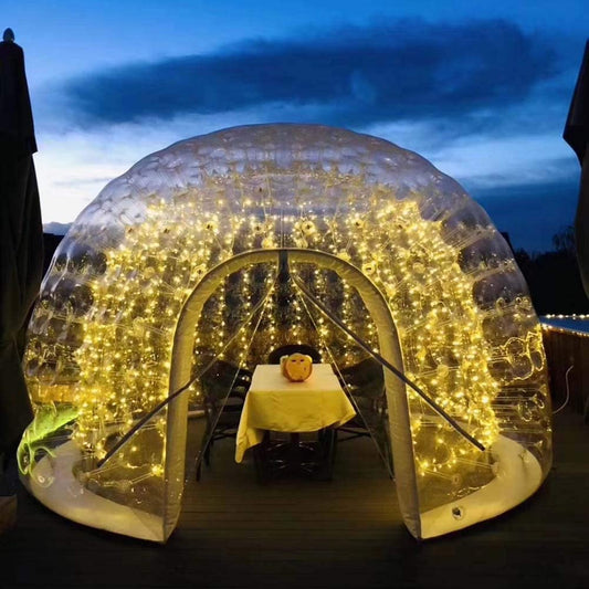 KeepFuns Inflatable Bubble House Tent Transparent Single Tunnel Bubble House Dome Camping Cabin with Blower Suitable for Indoor and Outdoor Family Backyard Camping Outdoor Transparent Starry Sky Tent