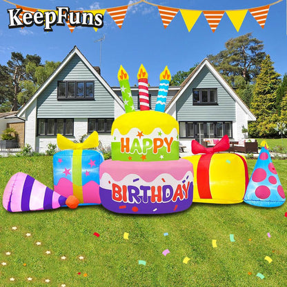 KeepFuns Birthday Cake Gift Inflatable Decoration - Outdoor Patio Birthday Party Inflatable Model