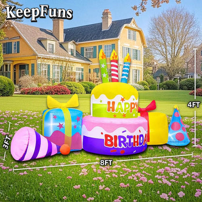 KeepFuns Birthday Cake Gift Inflatable Decoration - Outdoor Patio Birthday Party Inflatable Model
