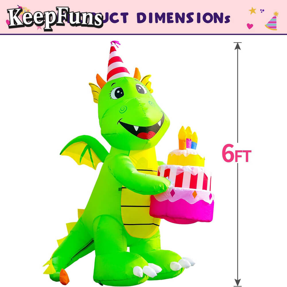 KeepFuns Birthday Dinosaur Cake Inflatable Decoration - Outdoor Patio Birthday Party Inflatable Model