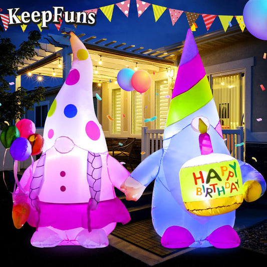 KeepFuns Birthday Elf Couple Inflatable Decoration - Outdoor Garden Birthday Party Inflatable Model