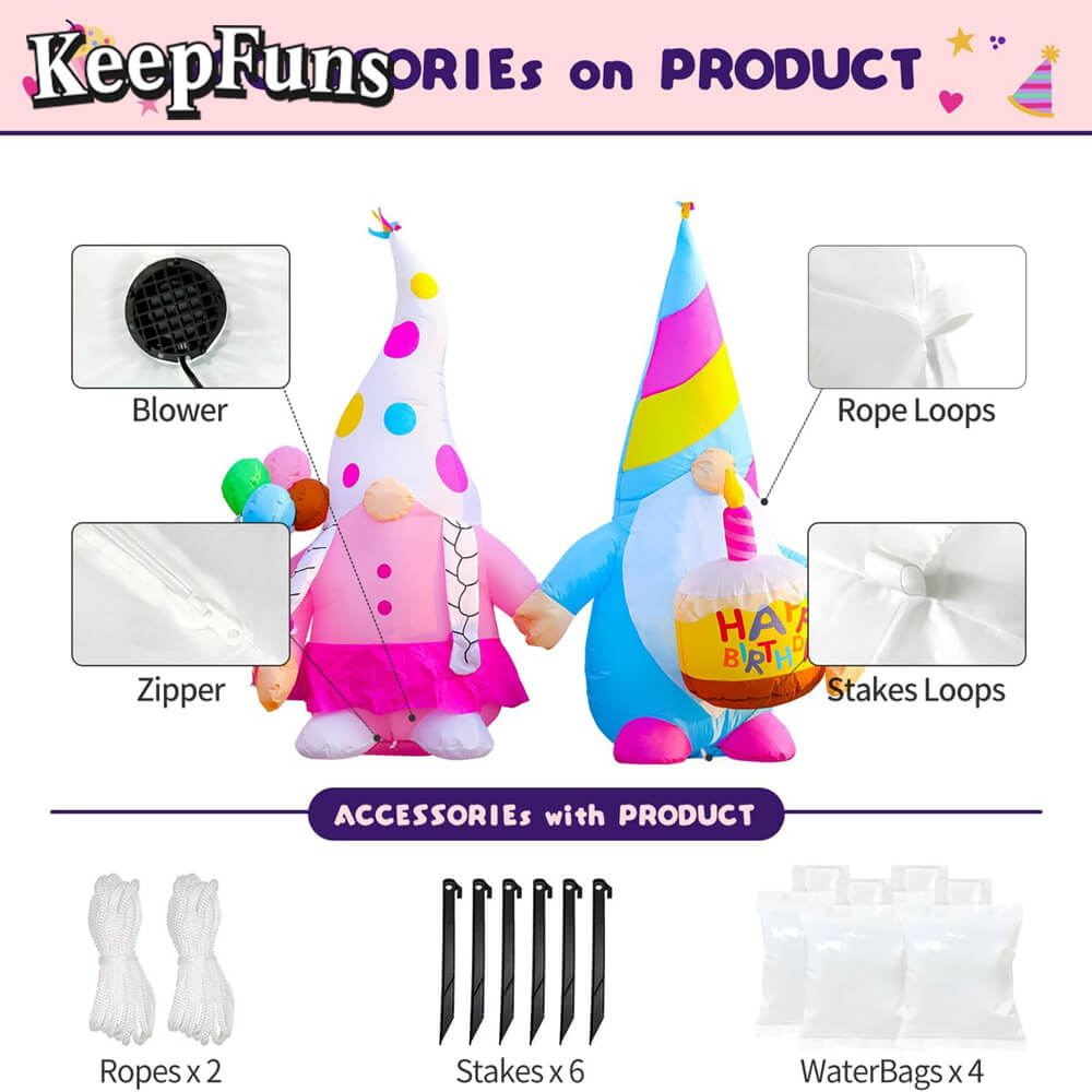 KeepFuns Birthday Elf Couple Inflatable Decoration - Outdoor Garden Birthday Party Inflatable Model