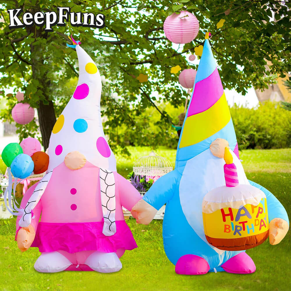 KeepFuns Birthday Elf Couple Inflatable Decoration - Outdoor Garden Birthday Party Inflatable Model