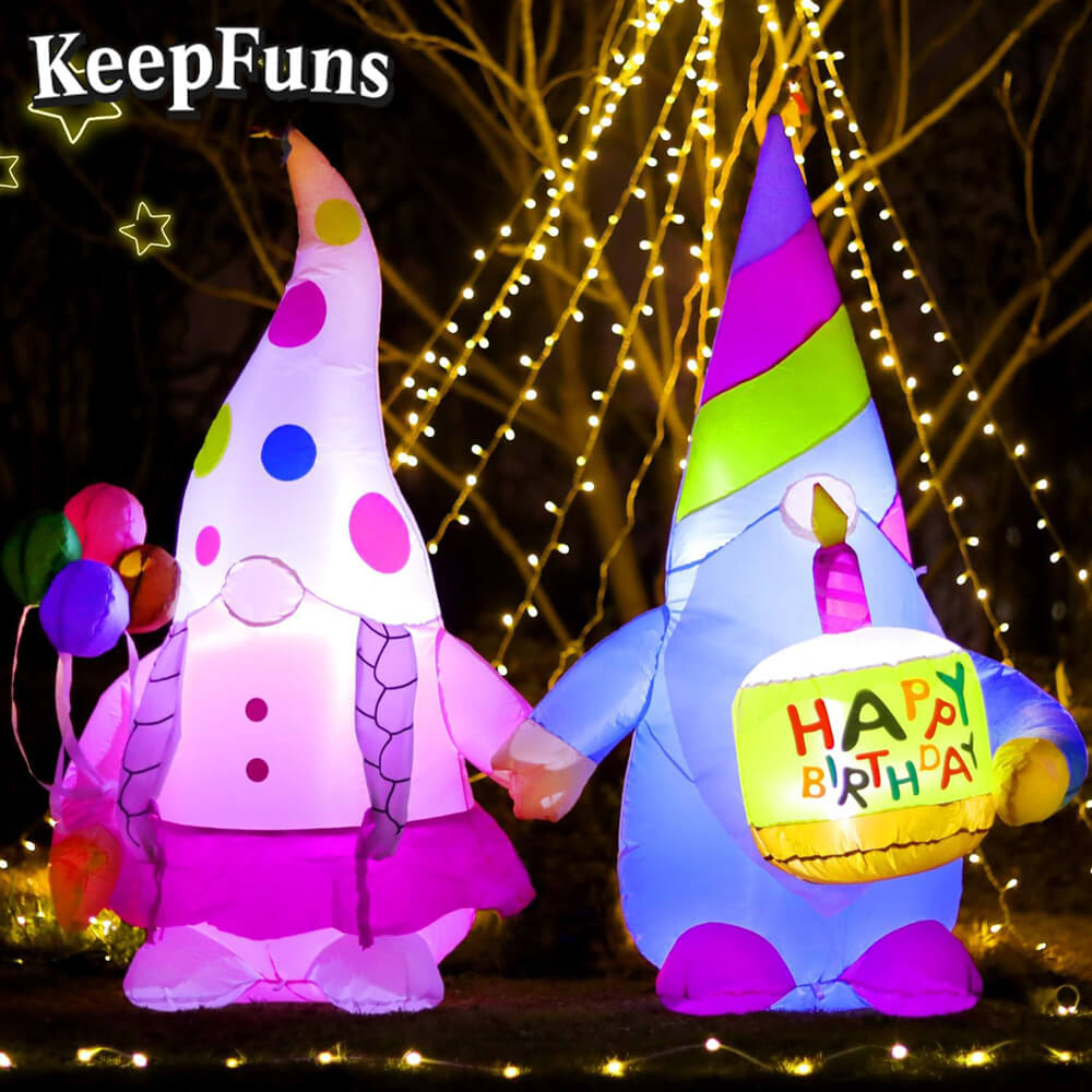 KeepFuns Birthday Elf Couple Inflatable Decoration - Outdoor Garden Birthday Party Inflatable Model