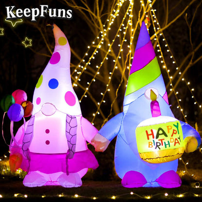 KeepFuns Birthday Elf Couple Inflatable Decoration - Outdoor Garden Birthday Party Inflatable Model