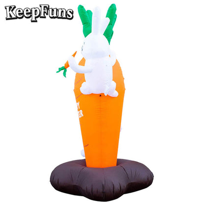 KeepFuns Easter Bunny Carrot Inflatable Decoration - Outdoor Yard Holiday Celebration Inflatable Model
