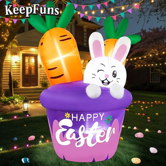 KeepFuns Easter Bunny Carrot Inflatable Decoration Outdoor Garden Festival Inflatable Model