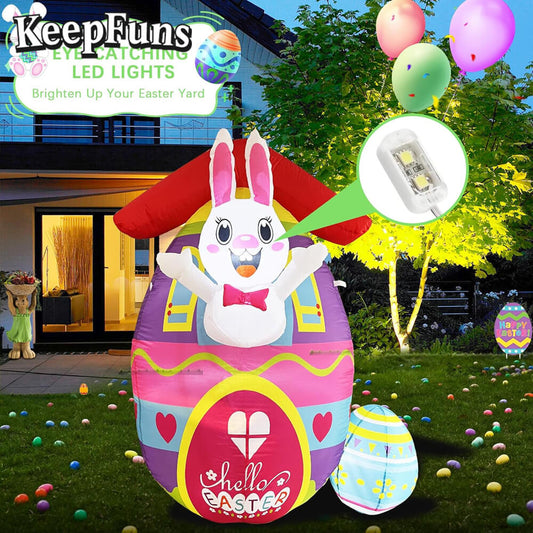 KeepFuns Easter Bunny Egg Inflatable Decoration - Inflatable Model for Outdoor and Indoor Holiday Celebrations