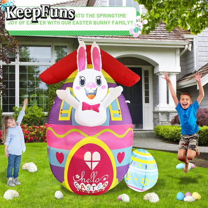 KeepFuns Easter Bunny Egg Inflatable Decoration - Inflatable Model for Outdoor and Indoor Holiday Celebrations
