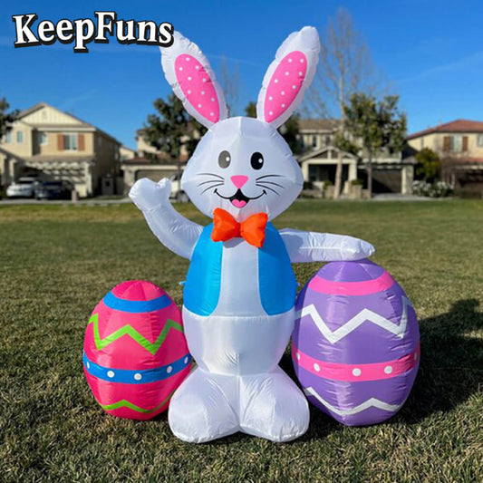 KeepFuns Easter Bunny Egg Inflatable Decoration - Outdoor Lawn Indoor Activity Inflatable Model