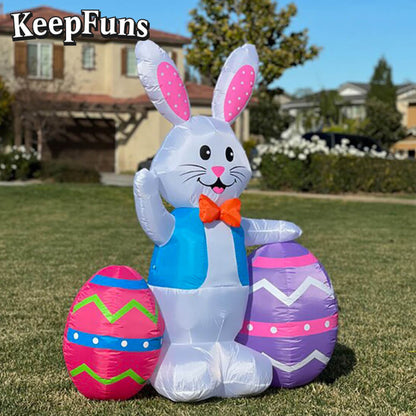 KeepFuns Easter Bunny Egg Inflatable Decoration - Outdoor Lawn Indoor Activity Inflatable Model